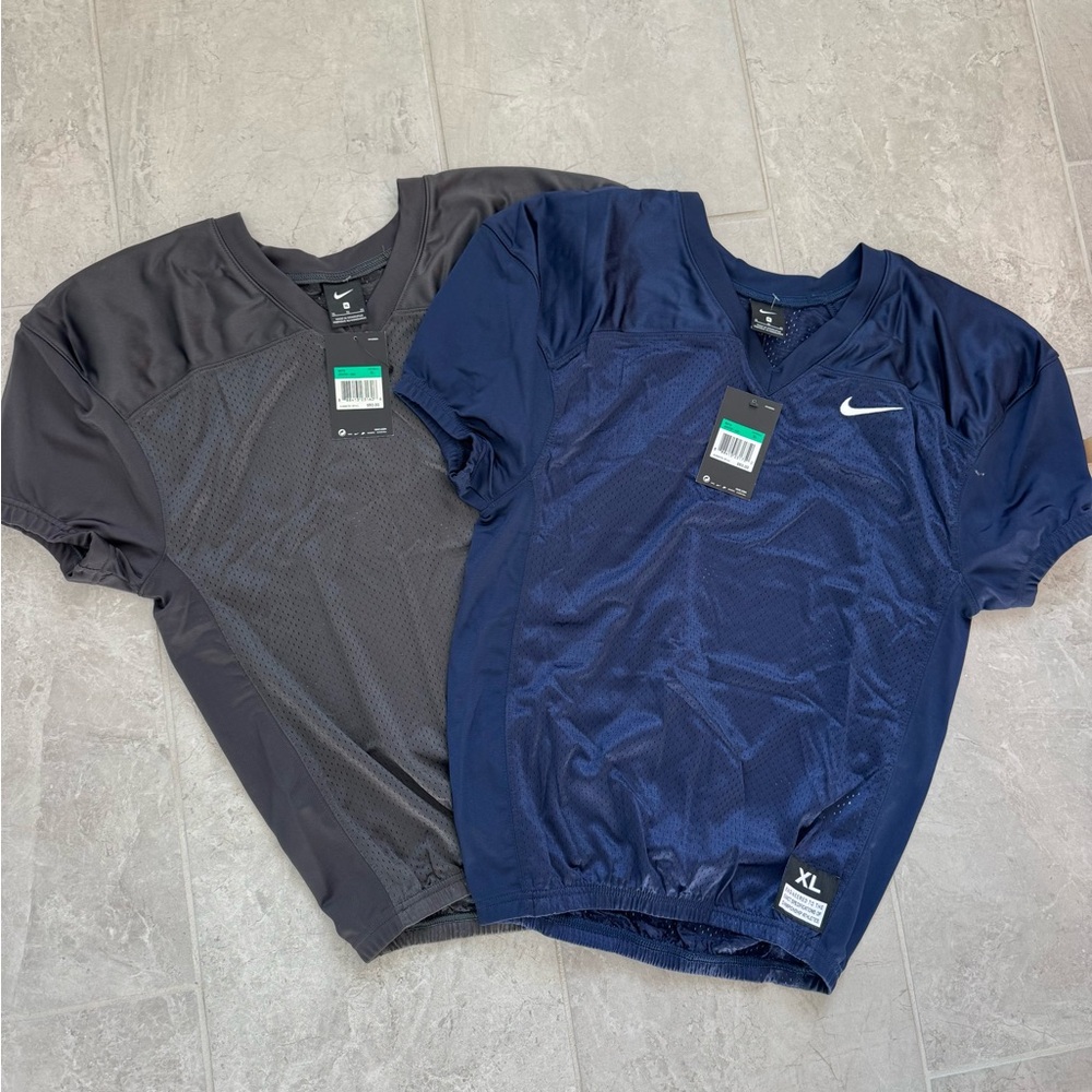 Nike Boys XL Football Practice Jerseys Bundle (2) Navy & Gray NWT